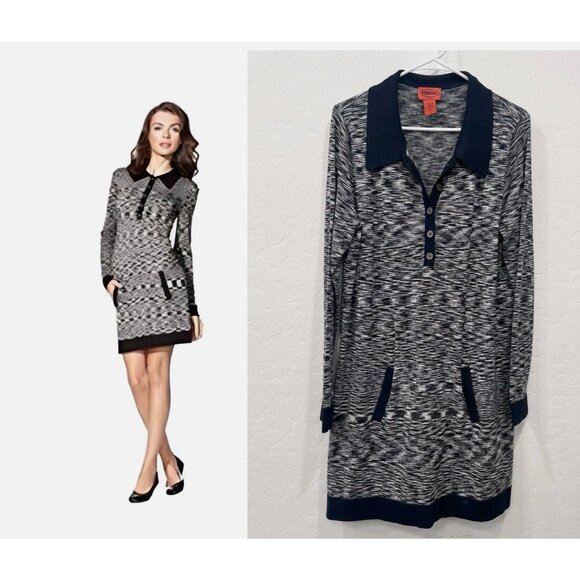 Missoni For Target Polo Dress Size M Black Space Dye Designer 70s Inspired NWT - Picture 1 of 13